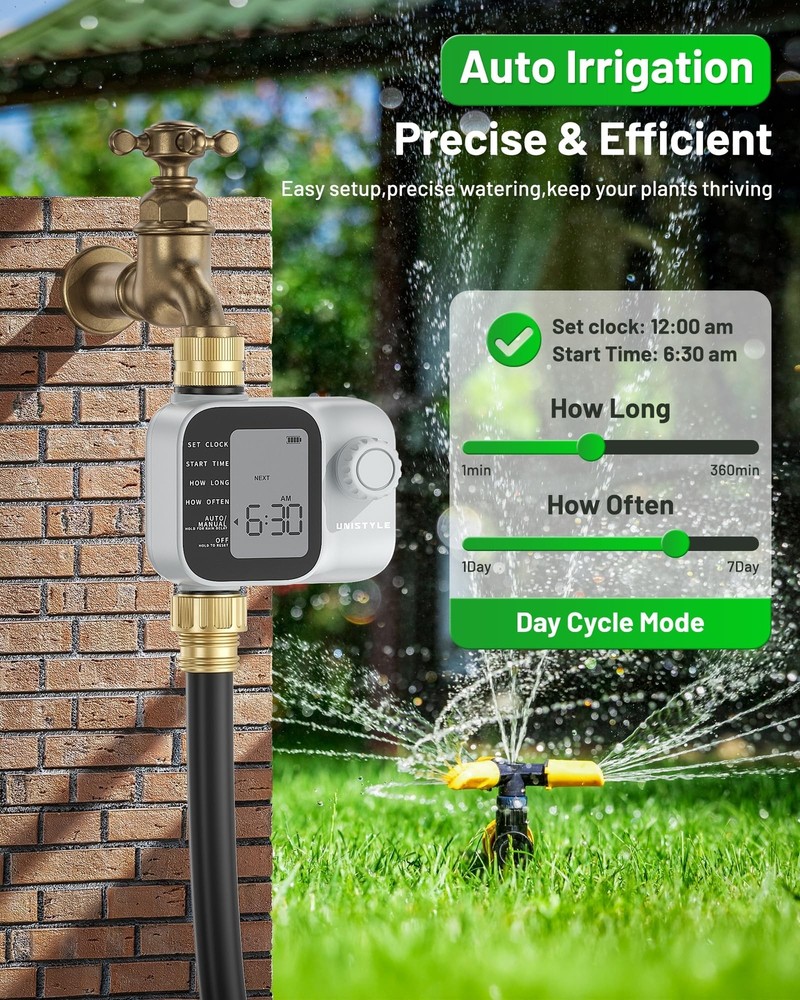 [2026 Upgrade] Sprinkler Timer with Brass Inlets & Outlets, Unistyle Programm...