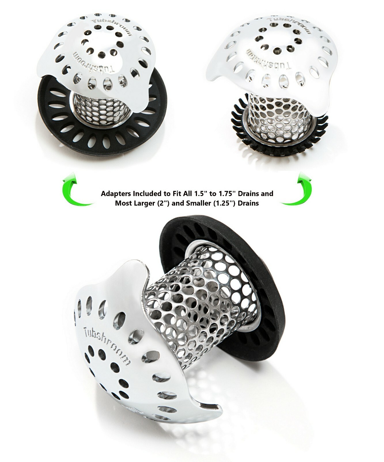 TubShroom® Ultra Drain Protector Hair Catcher Strainer in Stainless Steel (New!)