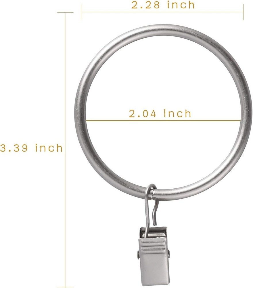 Rustproof Curtain Ring Clips - 20pcs, 2'' Inner Diameter for Security