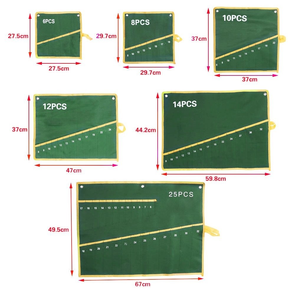 MultiPocket Wrench Organizer Pouch with Handle Durable Canvas Storage