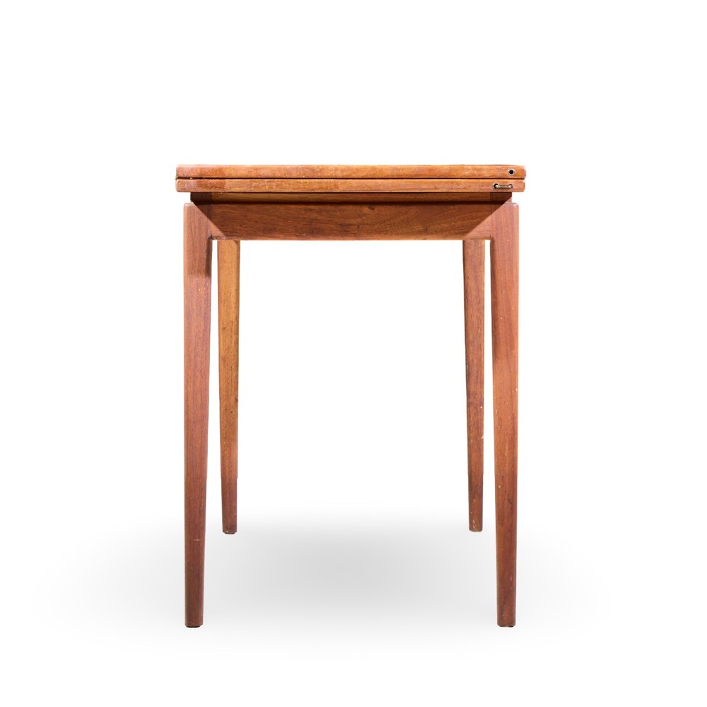 Jens Risom Mid Century Walnut Flip Top Console Dining Table