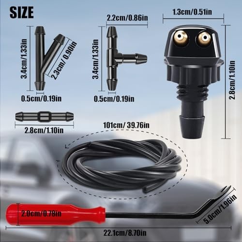 2 Pack Front Windshield 2 Pcs front windshield nozzles+11 Pcs accessories