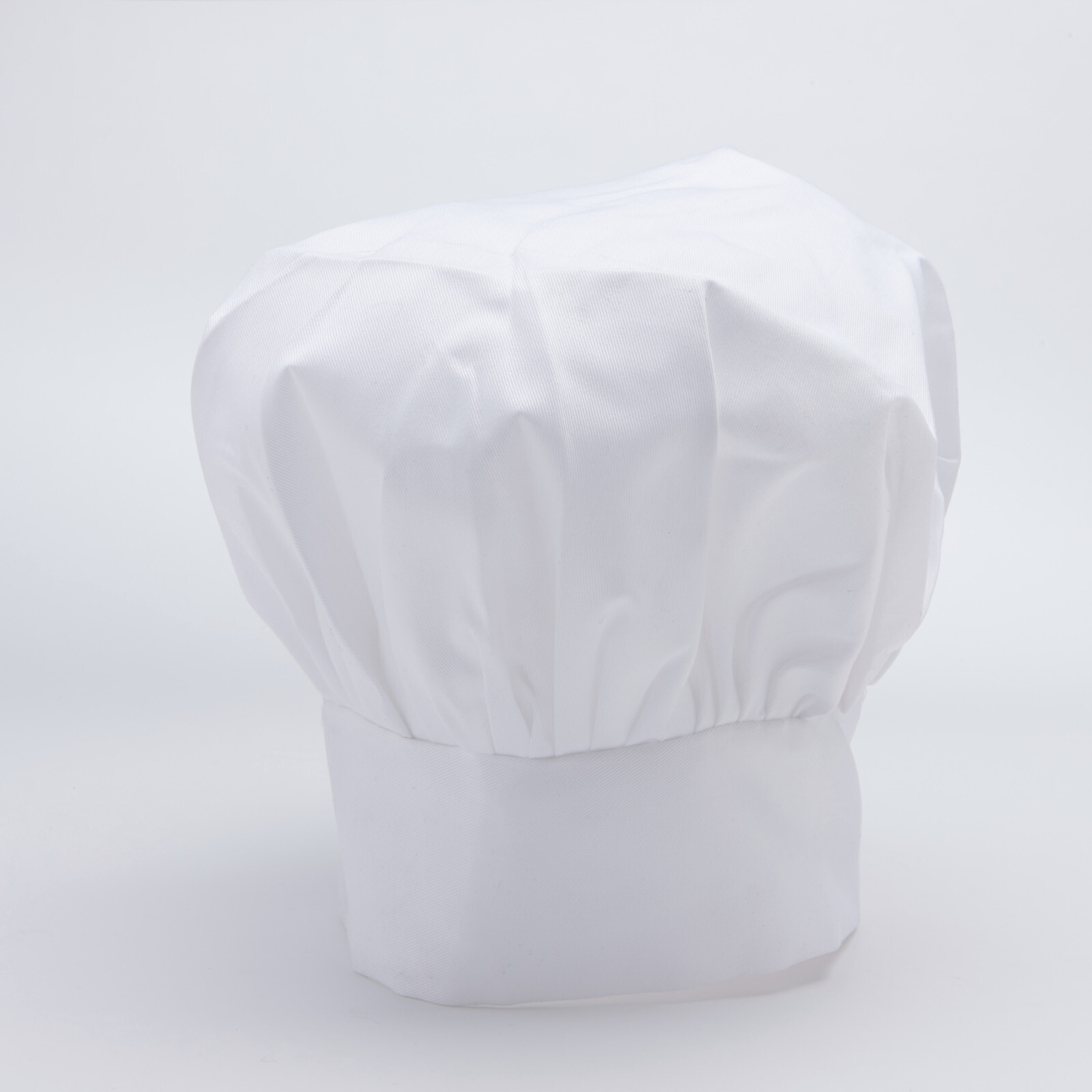 White Chef's Hat Poly/Cotton Blend Kitchen Cap with Hook and Loop