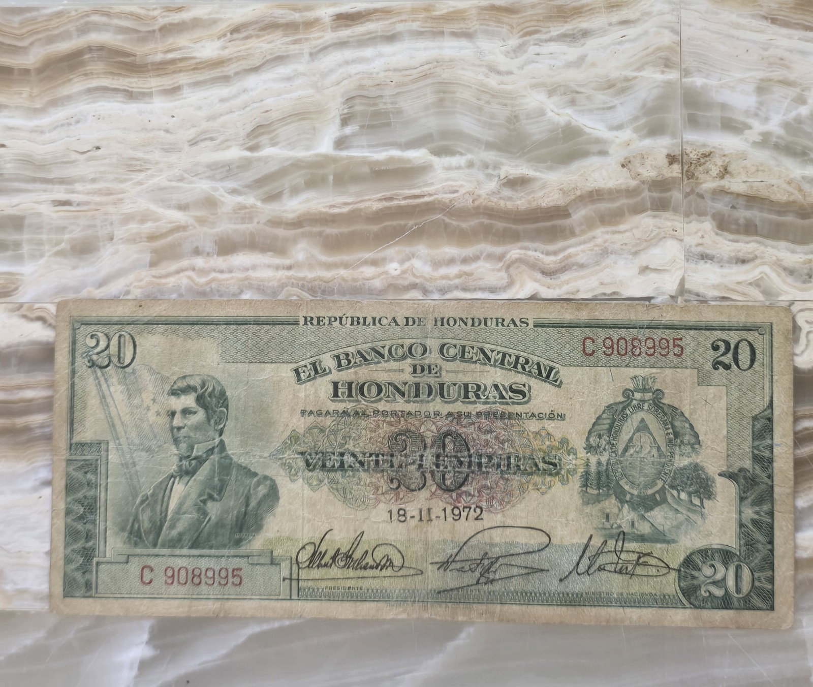 Banco Central de Honduras 20 Lempiras Banknote 1972 Circulated Honduras