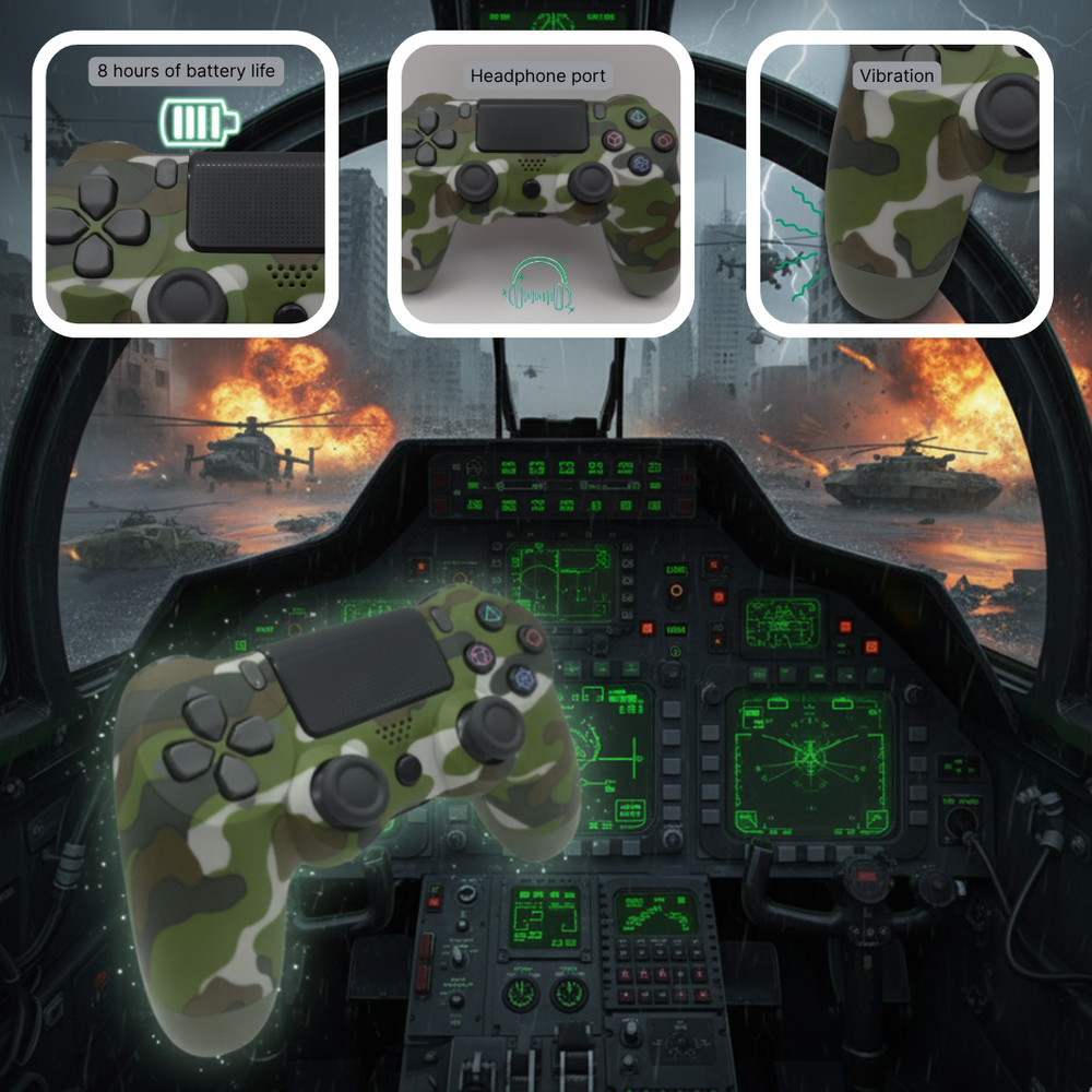 Wireless Game Controller – Green Camo Edition, Universal Bluetooth Gamepad