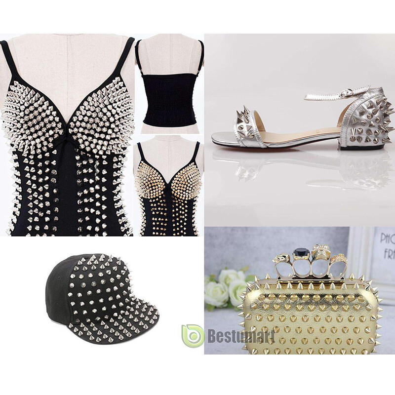 100-1000x Punk Cone Metal Spikes Rivets Studs Screw for Clothing Jacket Leather