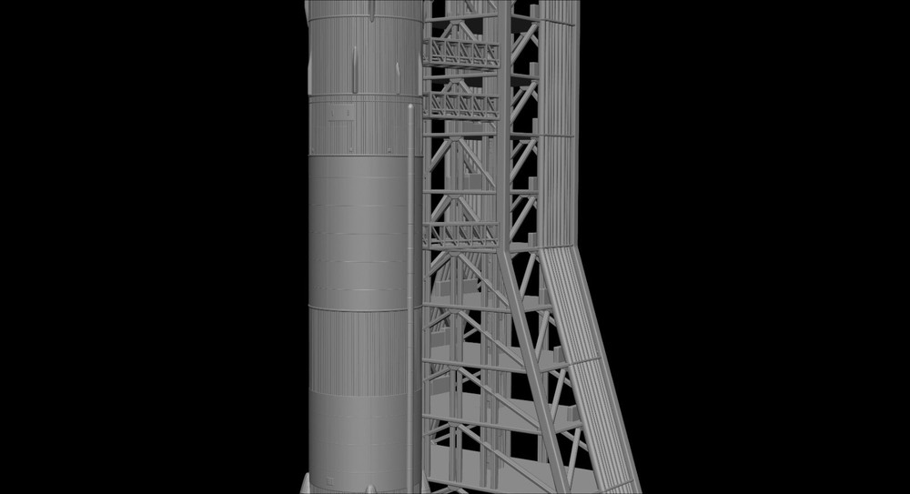 Saturn V Rocket and Launch Pad Apollo 3D model, file STL OBJ for 3D Printer