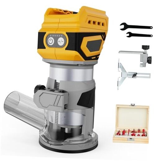 Cordless Brushless Compact Router Compatible with Dewalt Router Fixed Base Kit