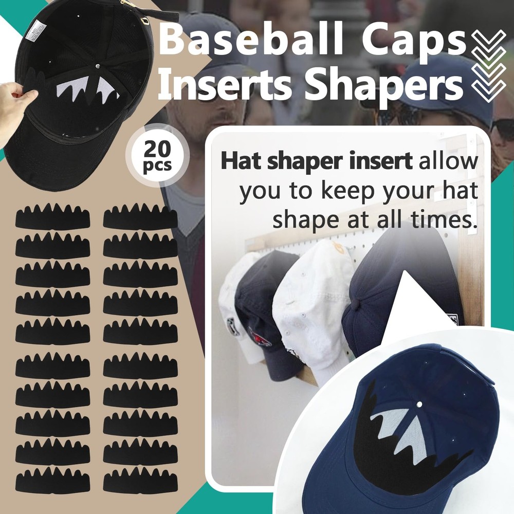 20Pcs Hat Shaper Insert - Baseball Caps Inserts Shapers, Reusable Crown Suppo...