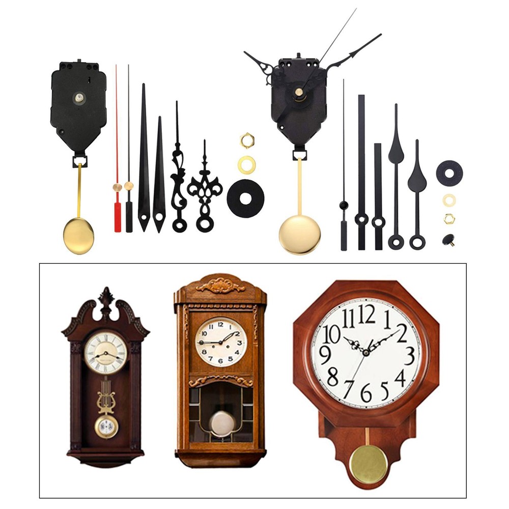 Pendulum Clock Movement Replacement Long Shaft Making with Hands & Pendulum