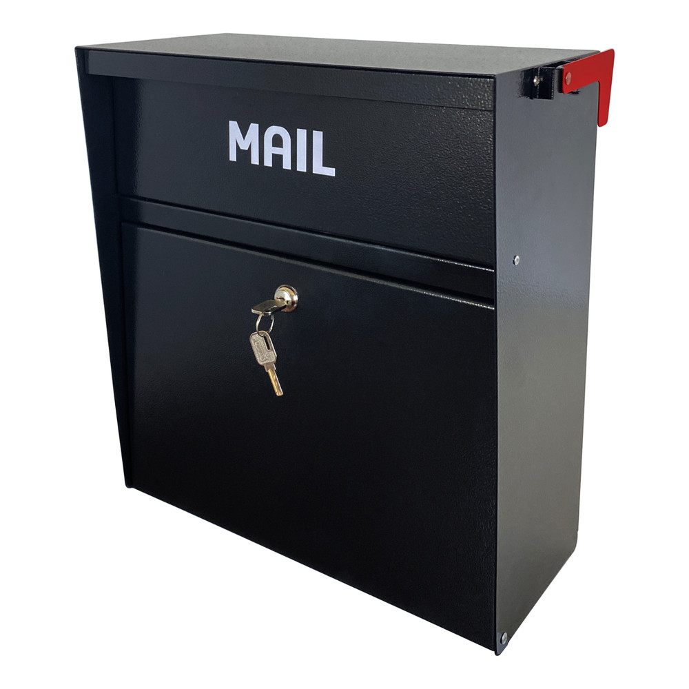 Rainproof Wall Mount Mailbox with Outgoing Mail Flag and Holder Locking Mailbox