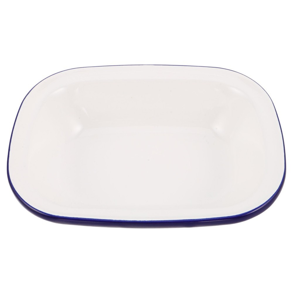 White Enamel Baking Pan Cake Tray Rectangle Coated Bakeware Baked