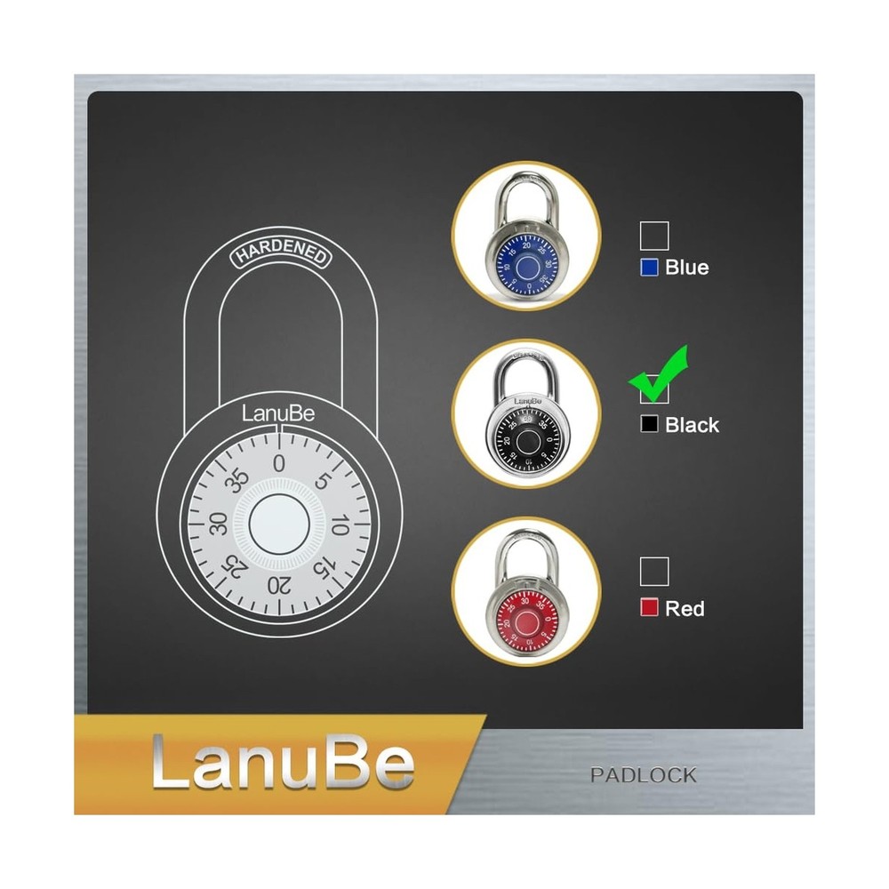 Lock Standard Dial Combination Lock, 2 inch. Wide, with Different Combination...