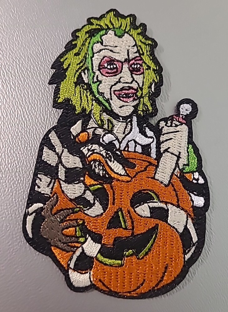 Beetlejuice "Carving Pumpkin" Embroidered Patch -New