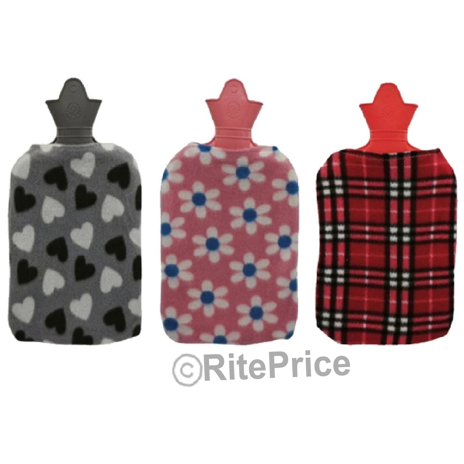 2000ml Hot Water Bottle with Plush Cover Rubber Bag For Pain Relief Warm Therapy