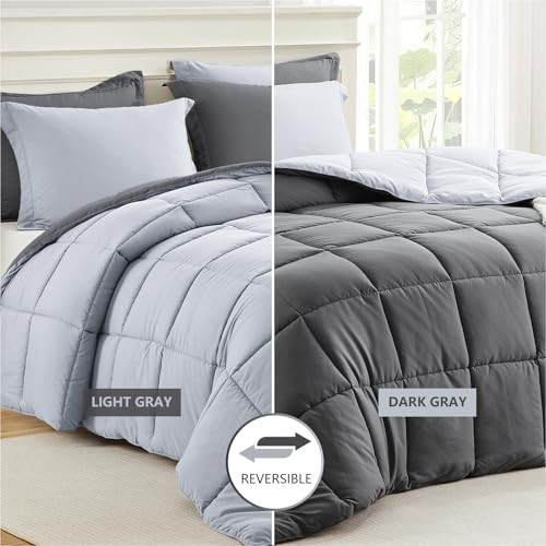 Comforter Set Grey, Comforters Size Bed Sets, Soft Twin 01-gray/Light Grey