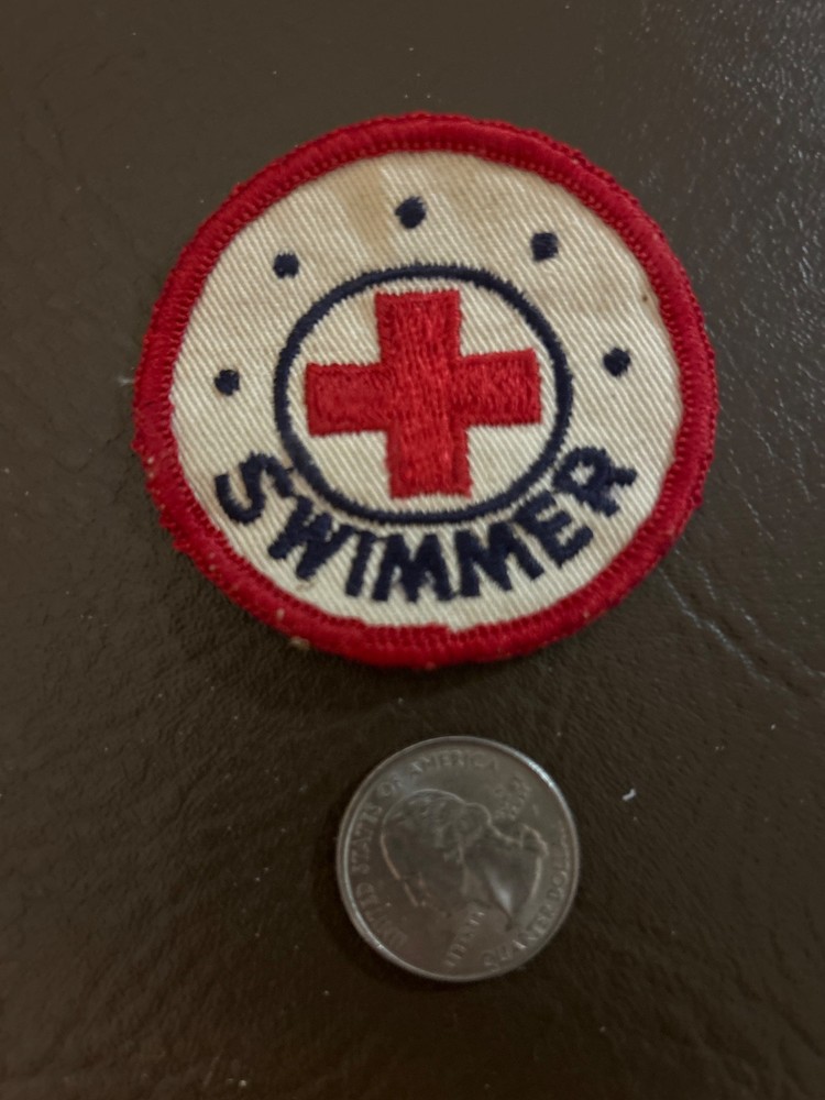 Vintage Red Cross Swimmer Embroidered Patch