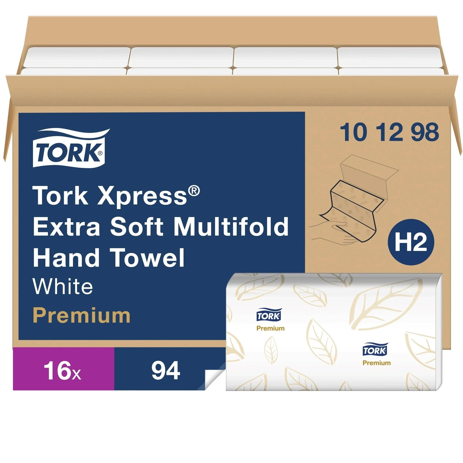 Tork 101298 2-Ply Xpress Extra Soft Multifold Towel White H2 (16/Carton)