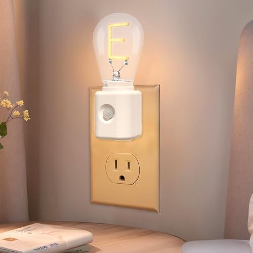 LED Motion Sensor Night Light, Plug-in, Dusk-to-Dawn NightLight- E- 1Pack