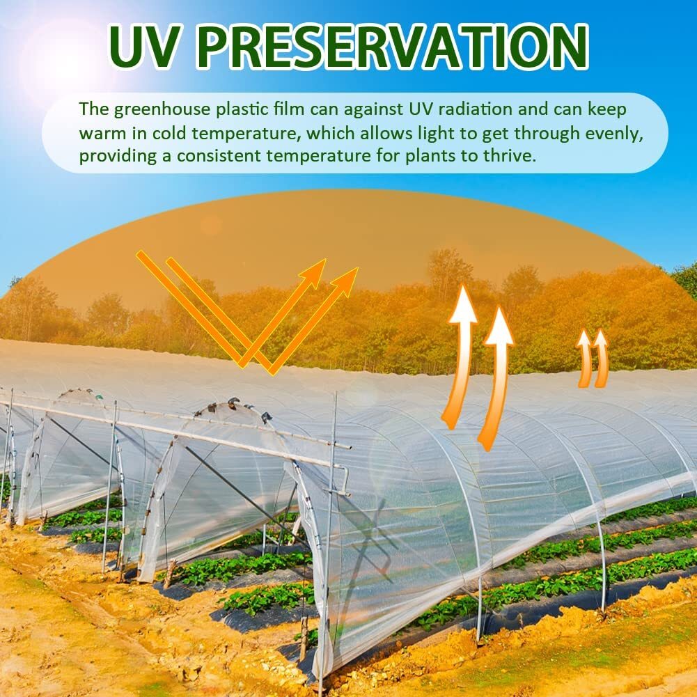 Clear Greenhouse Plastic Covering 16 Mil 6 Mil Waterproof UV Resistant Poly Tarp