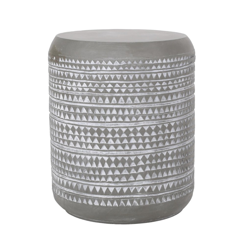 Boho Outdoor Lightweight Concrete Side Table - Cylindrical