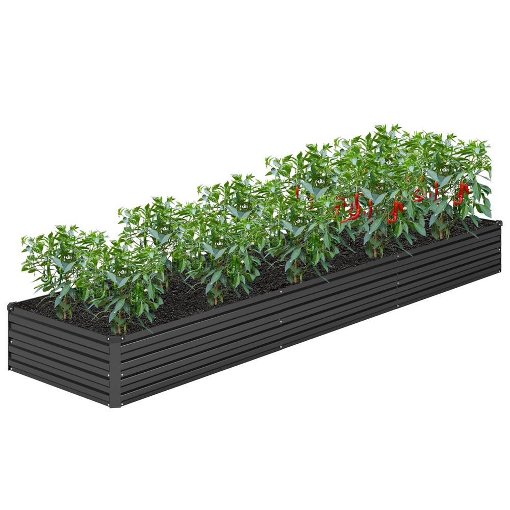 2PCS 12x2x1FT Galvanized Raised Garden Bed Kit,Vegetable Boxes-Rectangle Meta...