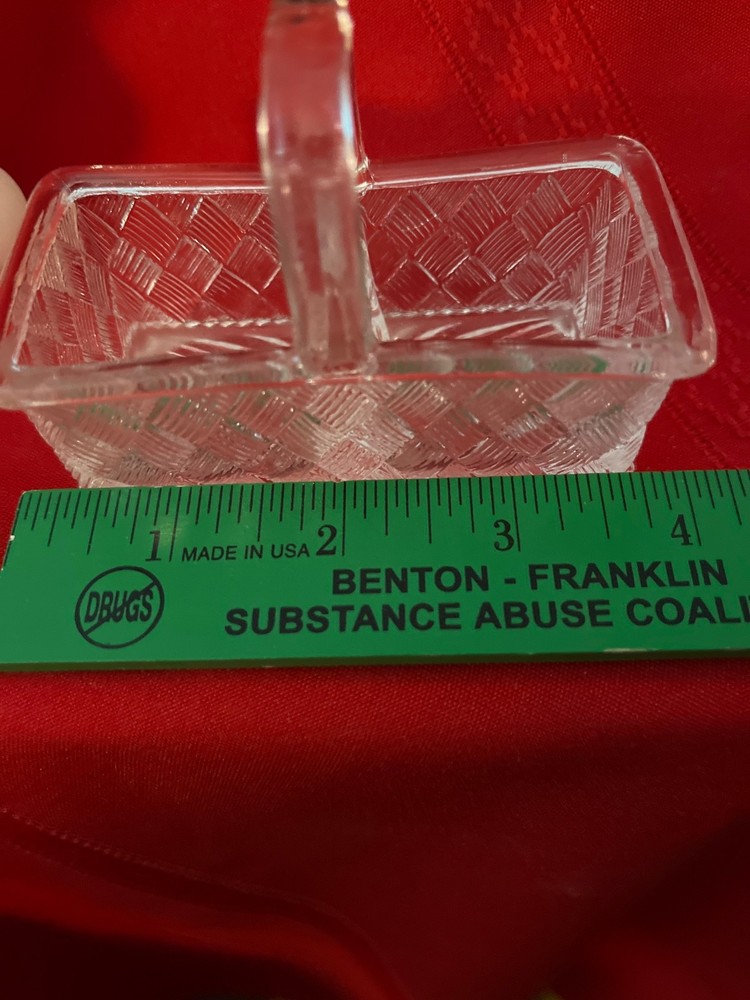 Master Salt Cellar EAPG Clear Glass Handled Divided Trinkets Condiment Packets
