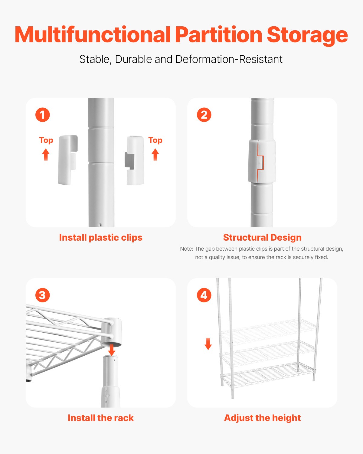 VEVOR Over Washer and Dryer Storage Shelf Single Row 3 Tiers Washer Rack White