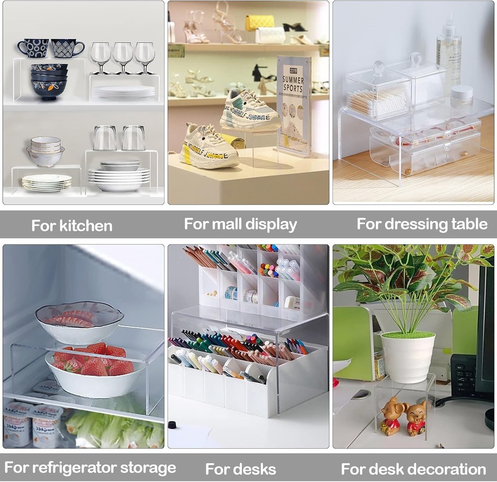 Acrylic Risers 8 Pcs, Clear Risers Display Stand, Acrylic Display Risers, Ris...