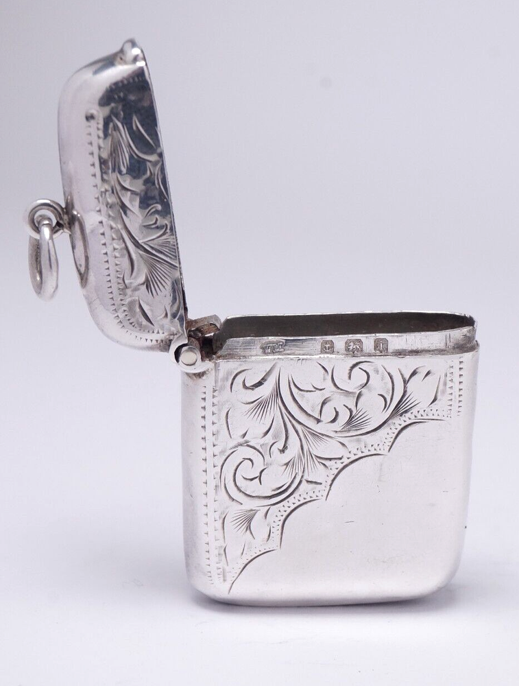1908 Solid Sterling Silver Vesta Case - William Manton