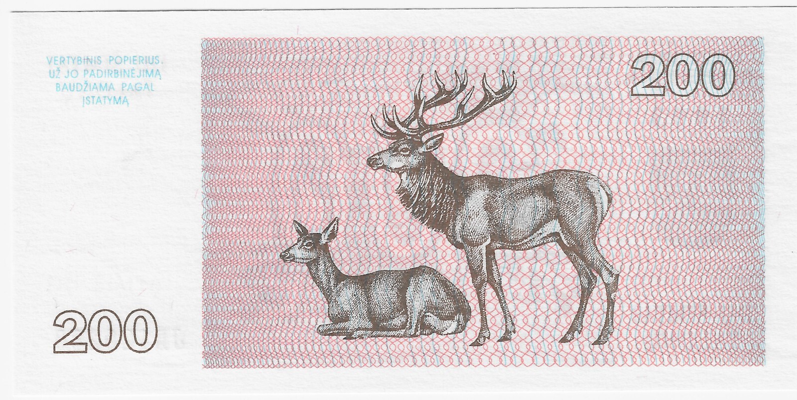 LITHUANIA  200  TALONAS  1993   PICK # 45  UNC.