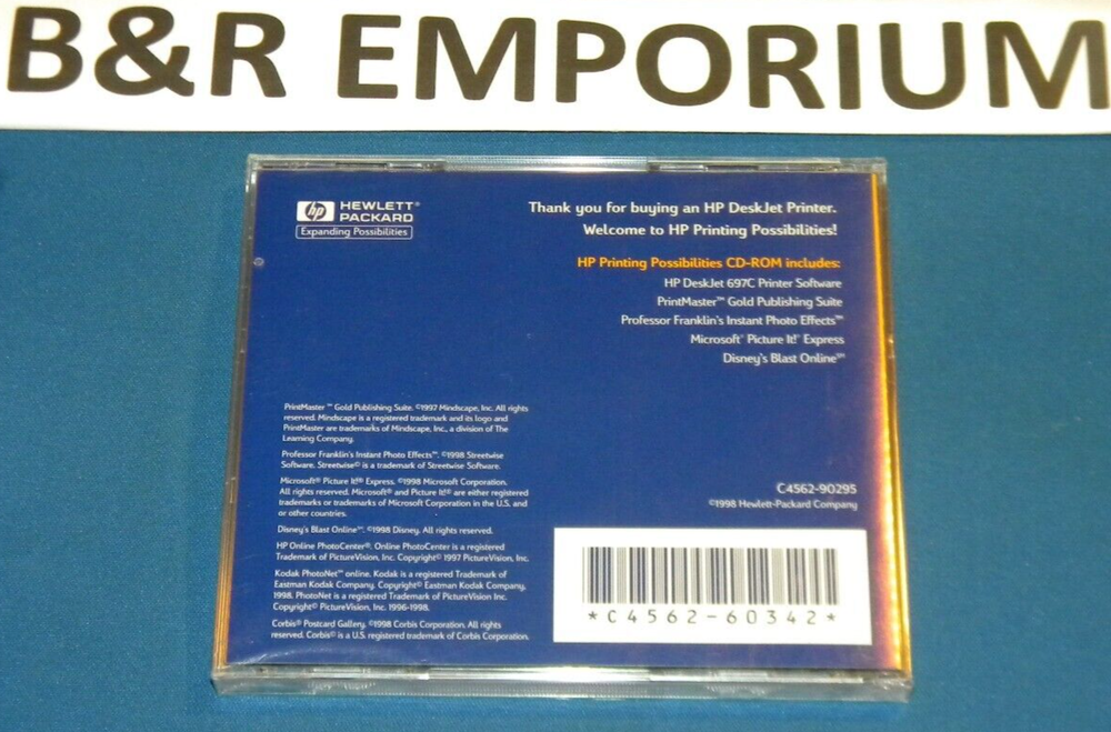 HP DeskJet 697C Printer Software - (1998 Hewlett Packard) - New, Sealed CD-ROM