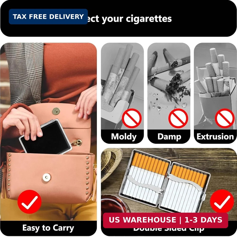 roygra Cigarette Case (2 Pack), Spring Switch 20 Capacity Cigarette Holder Case