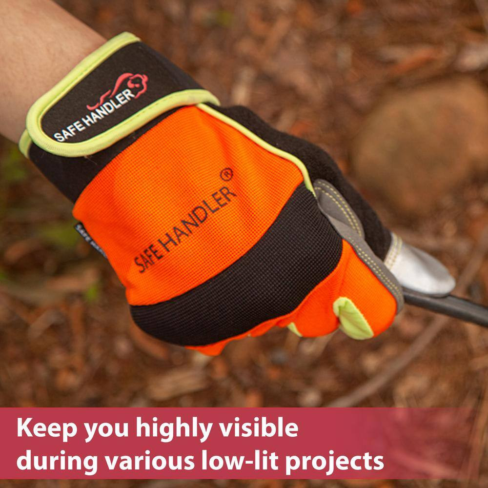 L/XL Reflect Pro Gloves, High Visibility Hook and Loop Wrist Strap (2-Pair)