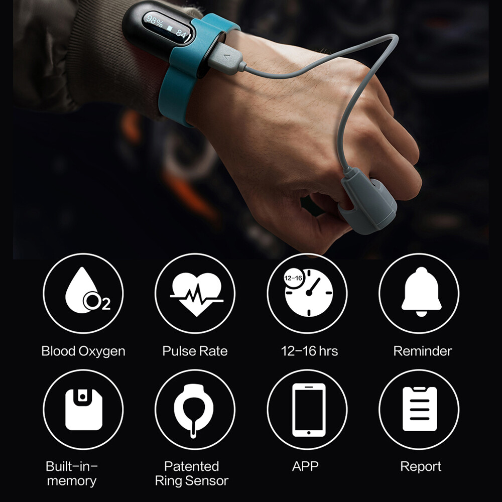 Wellue SleepU Oximeter Continuous Tracking Heart Rate Blood Oxygen Saturation