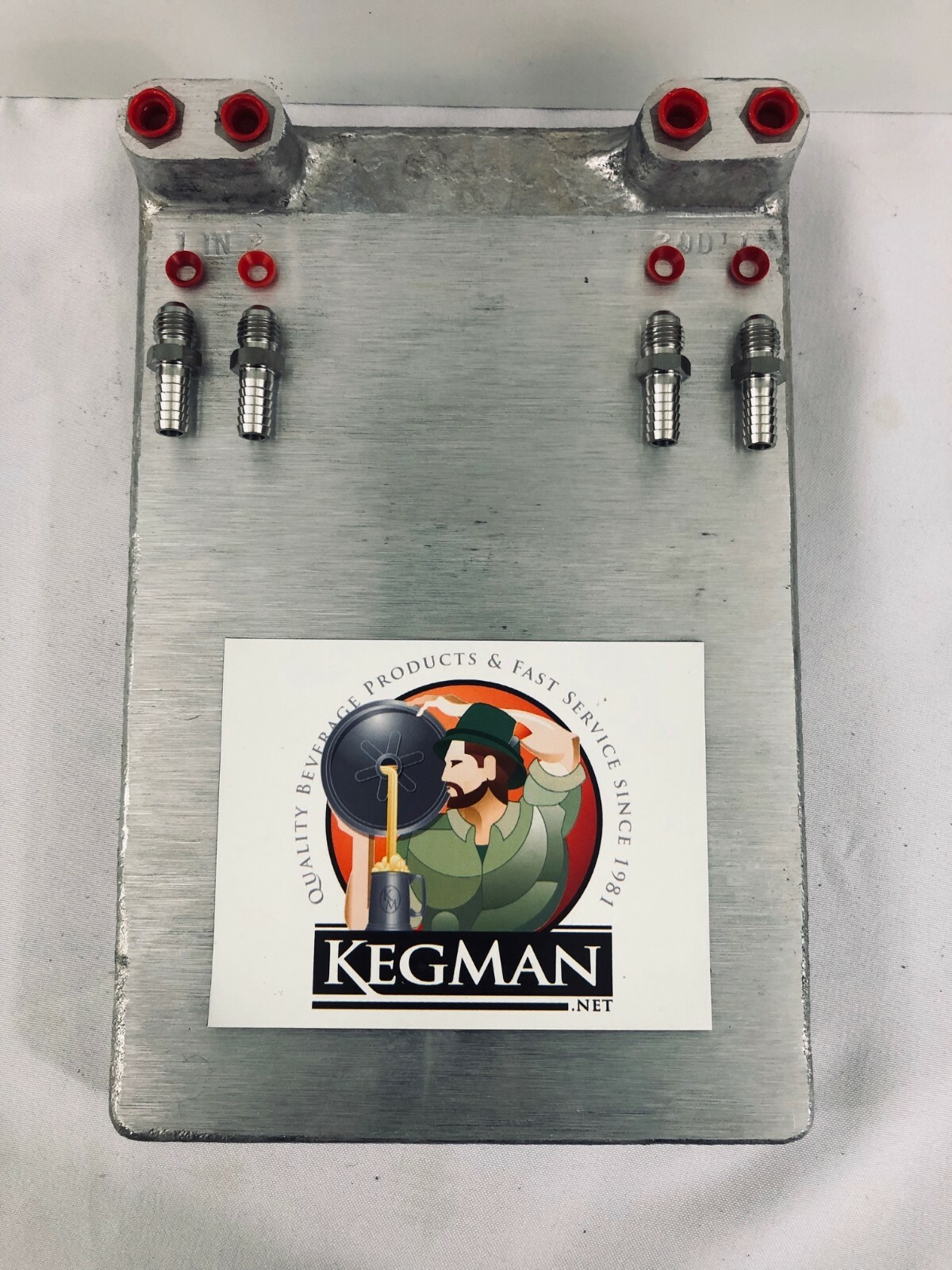 Two Beer Jockey Box Cold Plate with 3/8" Barbed Fittings