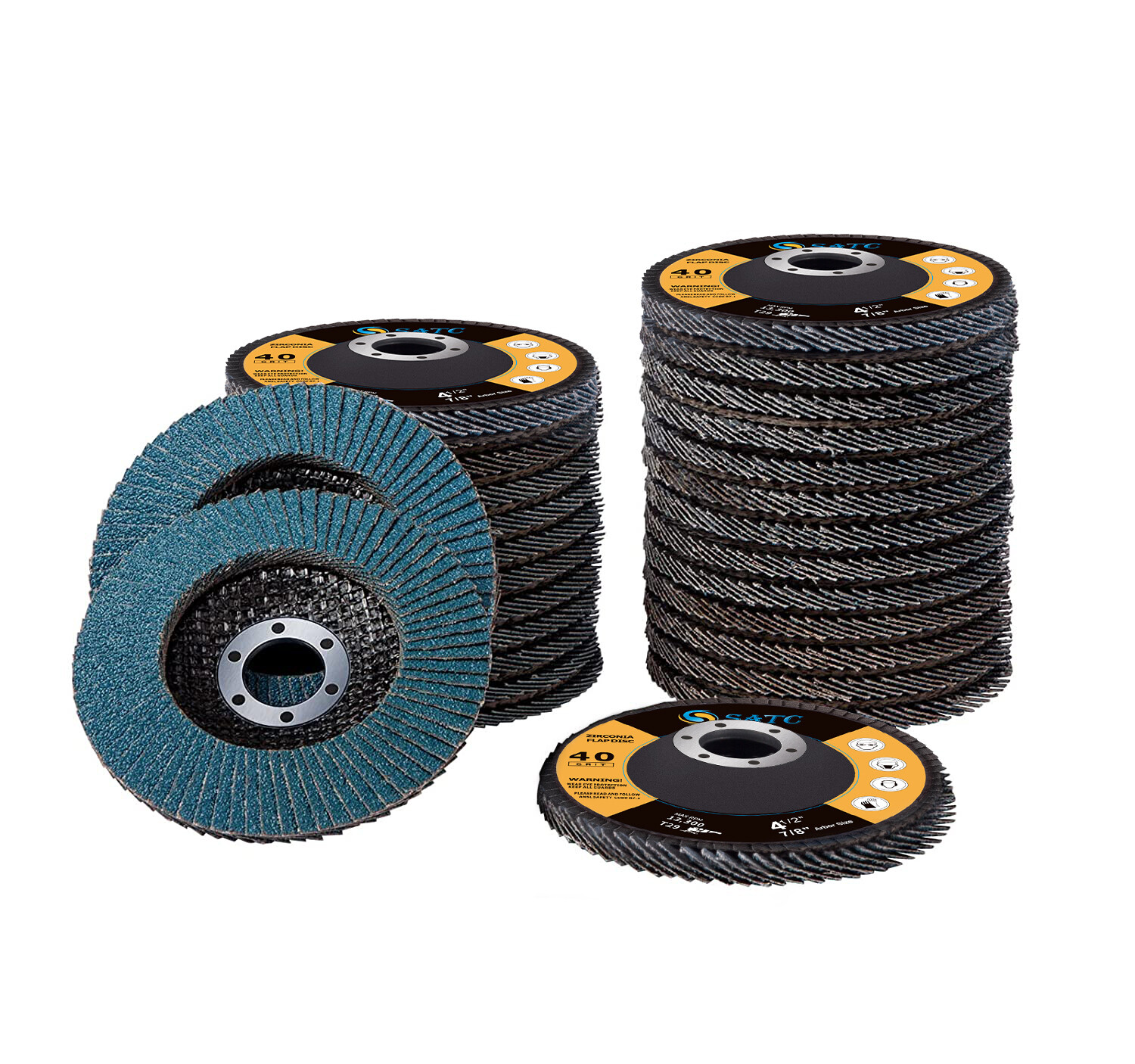 200PACK 4.5” x 7/8" Professional 40 Grit Zirconia Flap Disc Grinding Wheels T29