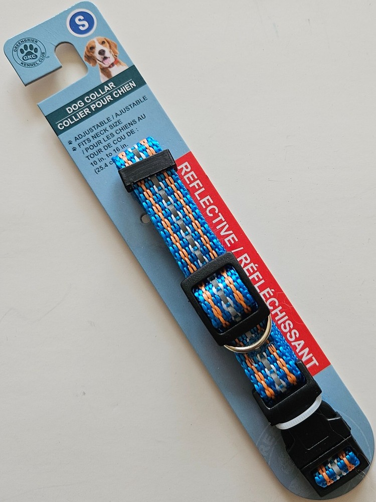 Reflective Polyester Dog Collar - Size: Small / 10" - 16" / Adjustable