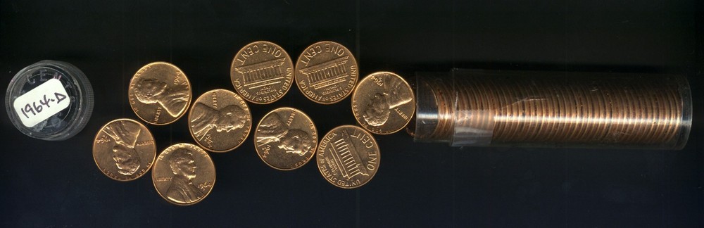 1964-D LINCOLN CENT BU GEM RED ROLL  # 2