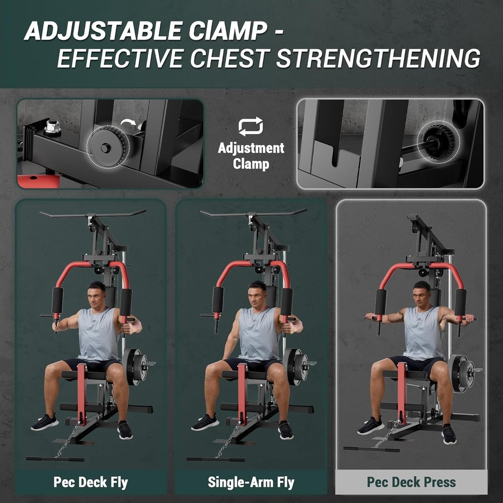 Multifunctional Home Gym Machine, 300LBS Capacity with Leg Press & Cable System