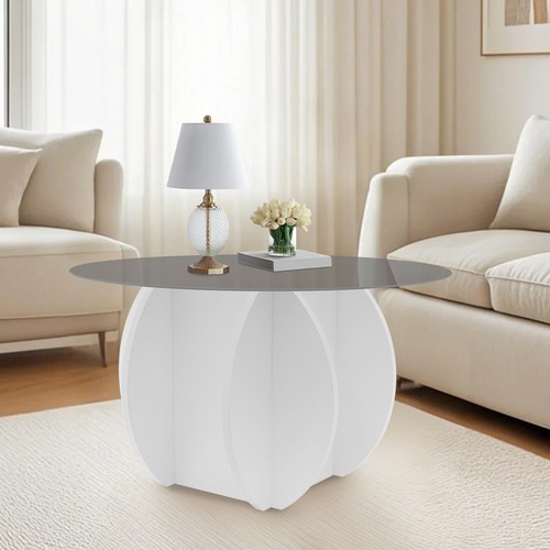 Round Coffee Table, Glass Tabletop Coffee Table, Tempered Glass Coffee Table