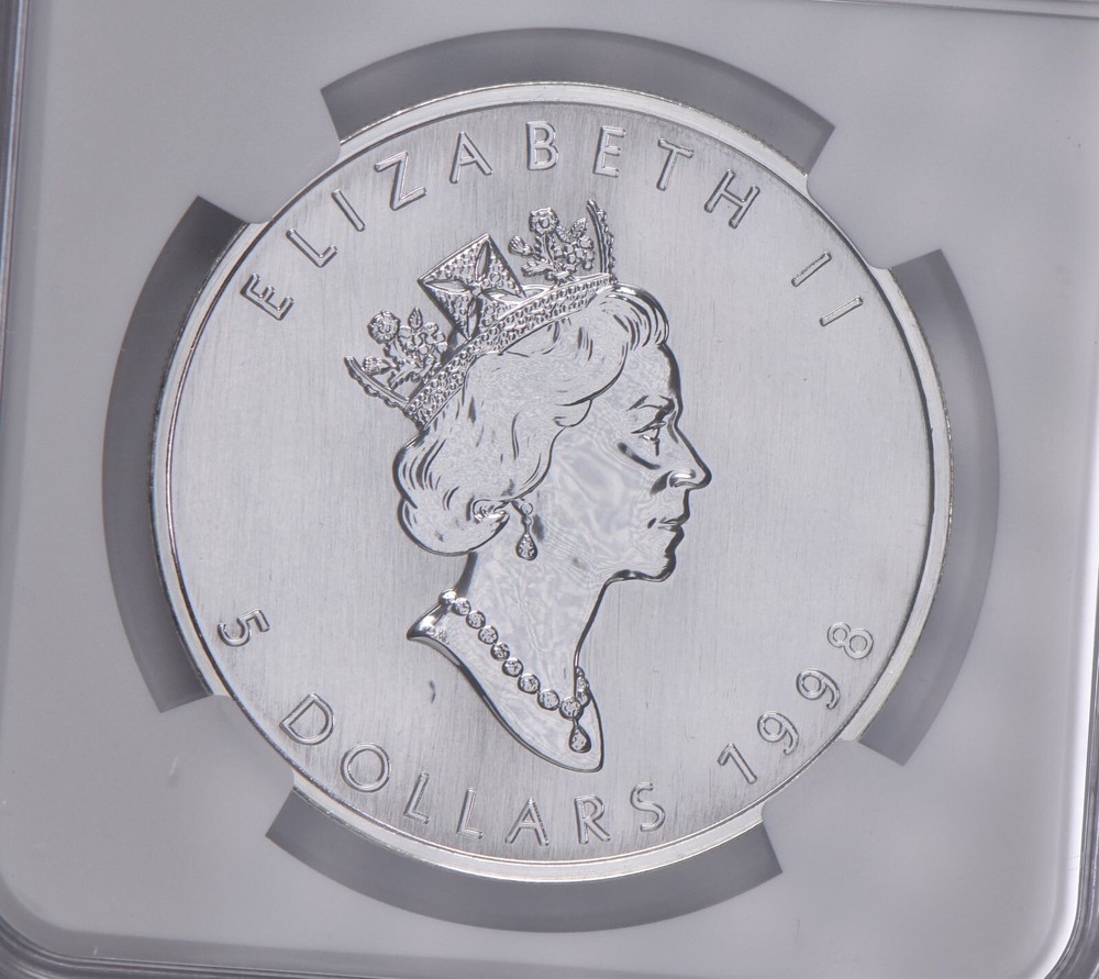 MS69 1998 Canada Silver 5 Dollars Maple Leaf NGC Canada Label
