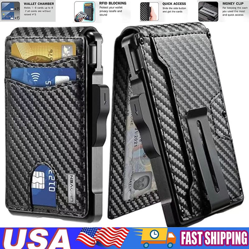 Slim Carbon Fiber Bifold Wallet – RFID Blocking, Money Clip, Stylish Men's Gift