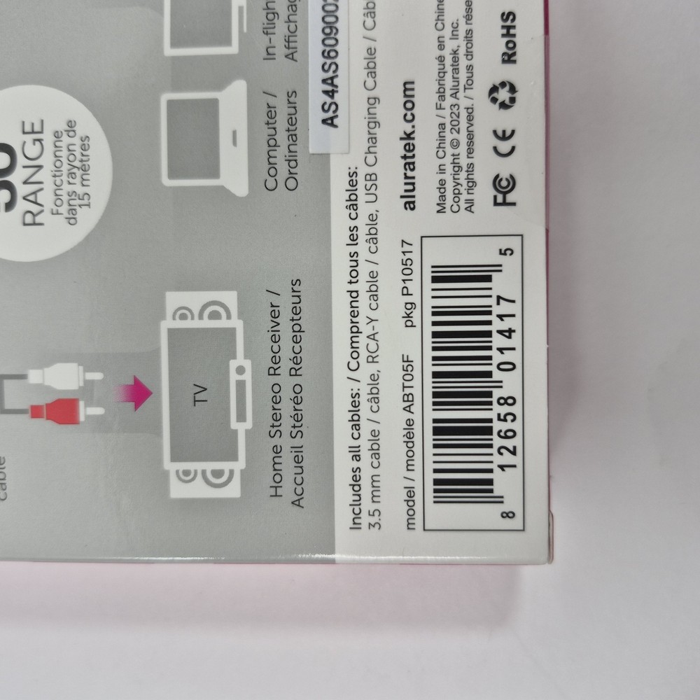 Aluratek Bluetooth Audio Receiver & Transmitter With Bluetooth 5 New Open Box