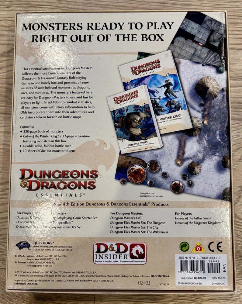 Dungeons & Dragons 4e: Monster Vault Box Set Complete Unpunched 4th Essentials
