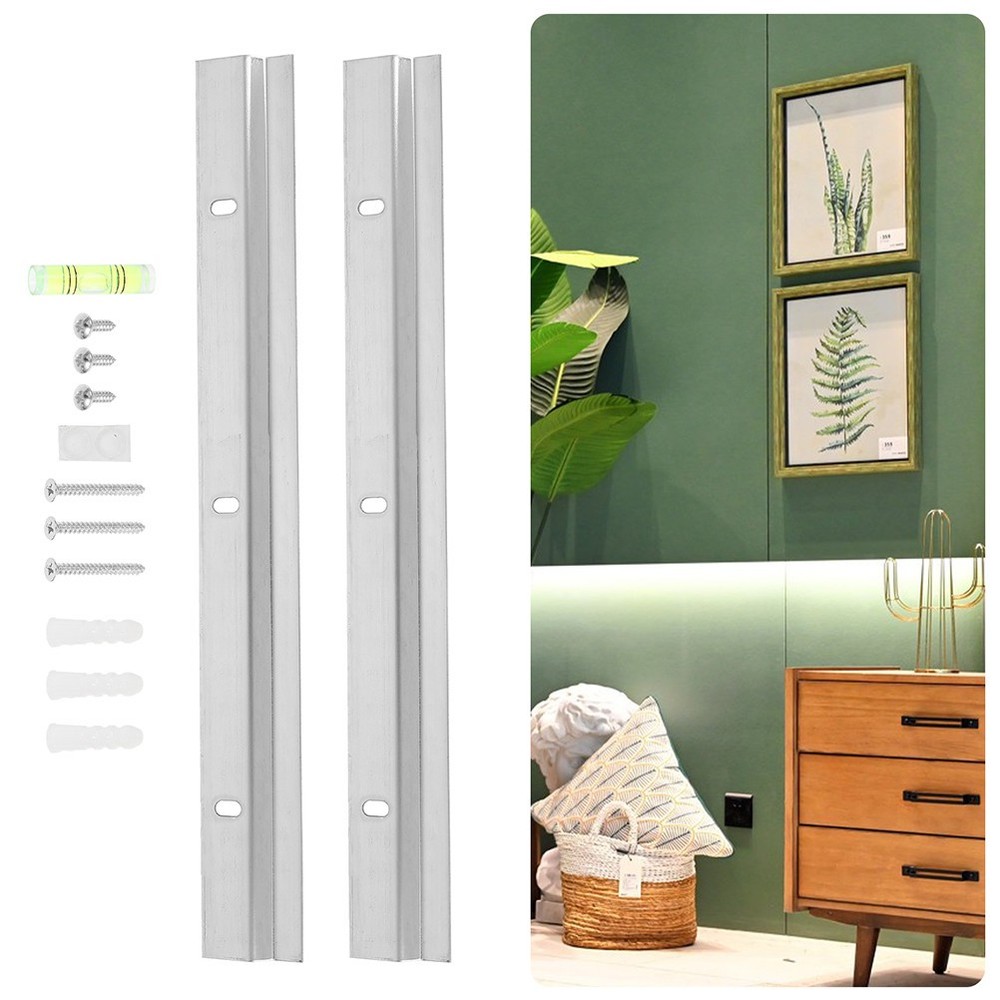 2 Sets Picture Rail Hooks Wall Frame Hanger Mounting Interlocking Brackets