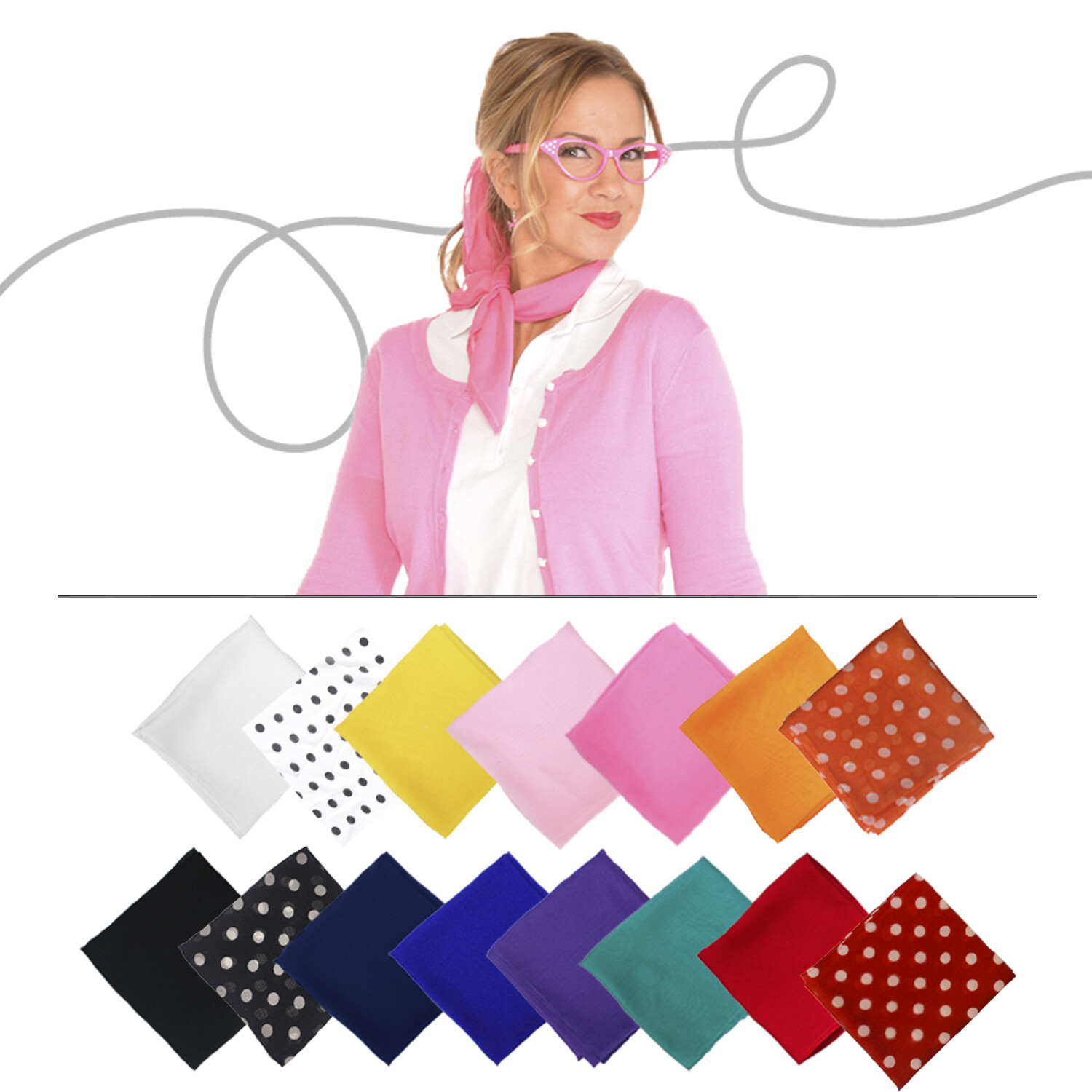 Women Sheer Chiffon Neck Scarf 20 inch and 23 inch Vintage Style Accessory 50's