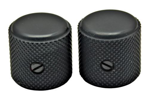 Tele Flat Top Barrel Knobs (Fits Solid Shaft) 2pc. Black