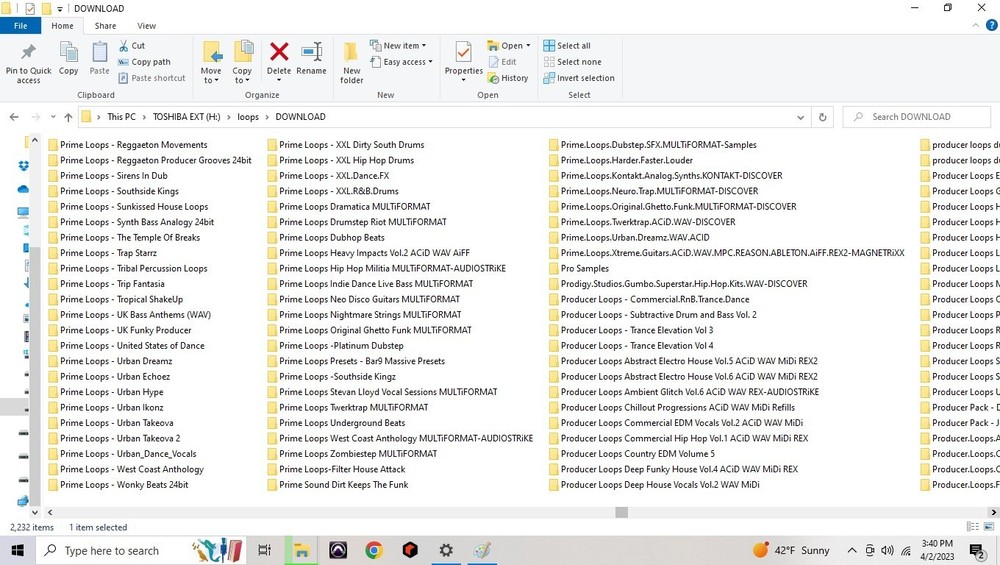 5TB hard drive full of loops, samples, refills, Rex, Native instrument programs