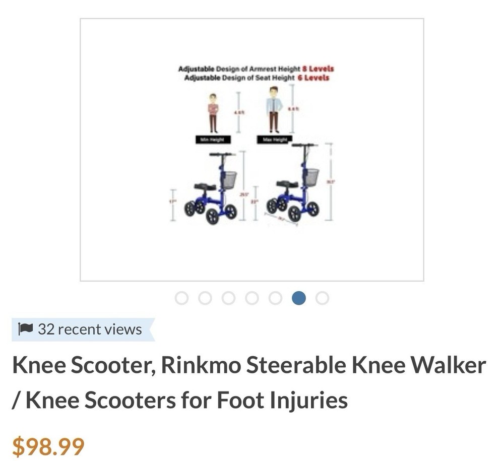 RINKMO Knee Walker Scooter 9151 Steerable Foldable Blue